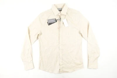 Camisa de Vestir MICHAEL KORS Espiga Tostada Algodón Lino Elastizada Calce Ajustado 14 1/2 S Foto 1 de 2