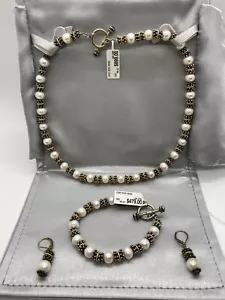 Cultured Freshwater Pearls 925 Silver Beads Necklace, Bracelet And Earring Set - Picture 1 of 4