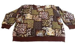 Kathleen Usherwood Periphery SAKS Animal Patchwork Sweater Knit Pullover XL Vtg - Picture 1 of 6