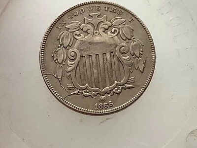 Escudo de níquel 1866 grietas de troquel muy limpias *Colección Grand Pa’s* ¿Fecha de repuntado? Foto 1 de 4