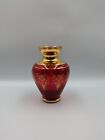 Art Glass Vase Murano Italy 24k Gold Red Bohemian Gilt Vecchia MCM Vintage Lagun