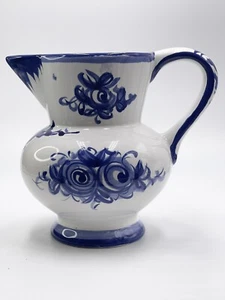Pitcher Handpainted Handmade In Vestal Alcobaca Portugal Blue - Picture 1 of 12