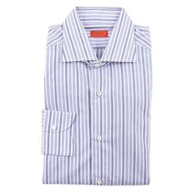 Camisa de Vestir Isaia Moderna 'Mix Fit' Blanco-Azul-Cielo Rayas Algodón 15 (UE 38) Foto 1 de 4