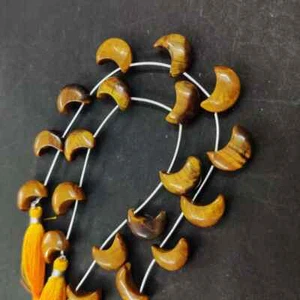 AA 8" Tiger eye's Smooth Moon Shape Gemstone Beads 8'' Jewelry Making Crafts  - Picture 1 of 4