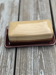 Vintage Steingut Butterdose rechteckig glasiert Bauerngeschirr - Bild 1 von 7