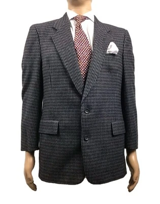Christian Dior Vintage Men's Black/Gray Checklike Tweed Sport Coat Jacket Sz 42R - Image 1 of 4
