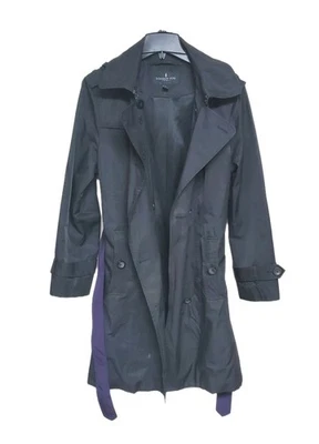 London Fog Black Double Breasted Belted Trench Coat Women's XL Button Up Hood - Image 1 of 4