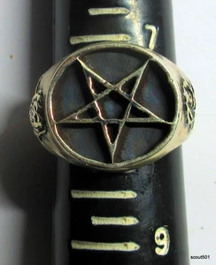 Vintage Signed Gothic 1993 England The Alchemy Carta Pewter Pentagram Ring S 8 - Picture 1 of 6