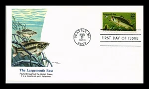 US COVER LARGEMOUTH BASS FISH FIRST DAY ISSUE FLEETWOOD CACHET - Picture 1 of 2