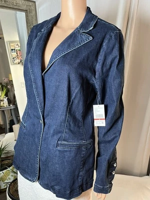 Chaqueta Blazer Gloria Vanderbilt Talla XL Para Mujer Denim Azul Un Botón Clásica Foto 1 de 4