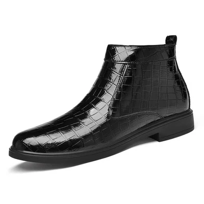 Men's Uniform Dress Shoes Oxford Boots Slip on Leather Cotton Padded Warm Shoes - Image 1 of 4