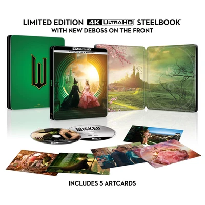 WICKED Limited Edition Steelbook  Plus Artcards [PG] 4K UHD + Blu-ray 🆕 - Image 1 of 4