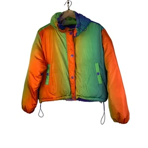 Urban Outfitters BDG Isla Size S Rainbow Colored Puffer Crop Jacket - Picture 1 of 8