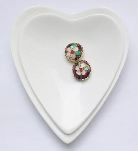 Stunning Purple Italian Cloisonné Oval Bead 2 Pcs & Flower.-) - Picture 1 of 1