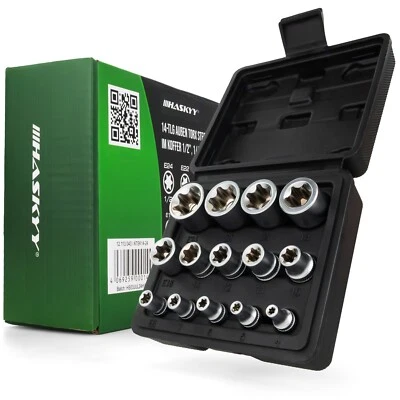 HASKYY Außen Torx Stecknüsse Steckschlüssel Satz E4-E24 Nuss Set 1/2" 3/8" 1/4"