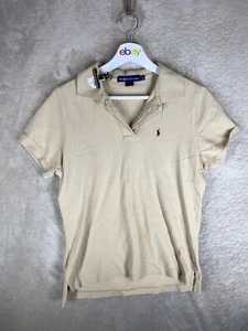 Polo Ralph Lauren Casual Polo T-Shirts Top Size XL Womens Beige Short Sleeve - Picture 1 of 10