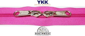 YKK Nylon Coil Zipper Tape # 10 Pink 5 yards with 5 Nickle Zipper Sliders - Picture 1 of 1