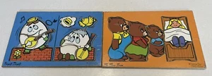 Vintage Connor Toy Wooden Puzzles - Humpty Dumpty And The Three Bears, 6 Pieces - Picture 1 of 8