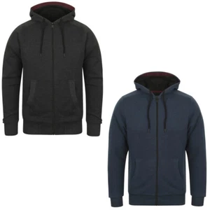 Dissident Men's Fleece Lined Hooded Top Zip Through Hoodie Hoody Warm Winter - Picture 1 of 7