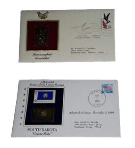 22kt Gold Stamp Replica bundle hummingbird broad-billed and South dakota coyote 