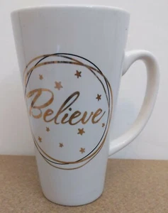 Believe Gold Lettering Tapered 6" Coffee Mug - Picture 1 of 9
