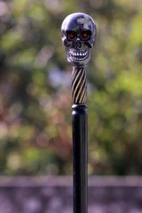 Classic Style Aluminium Goth Skull Design handle Wooden Walking Stick Walking - Picture 1 of 4
