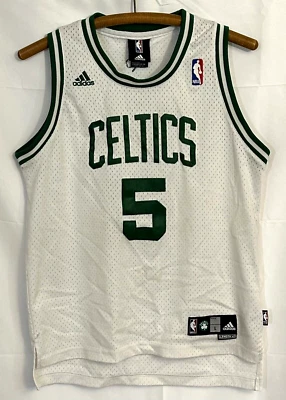 Camiseta deportiva de juego Kevin Garnett Boston Celtics #5 grande Adidas blanca cosida para niños Foto 1 de 4