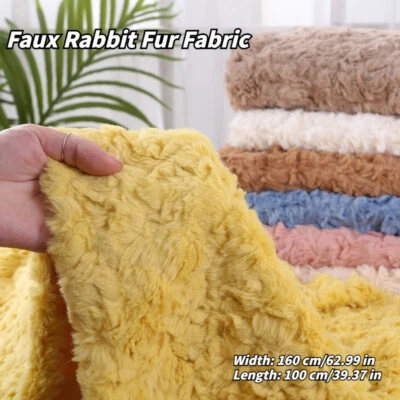 Embossed Faux Rabbit Fur Fabric Soft Plush Scarf DIY Sewing Crafts By Metre - Image 1 of 4