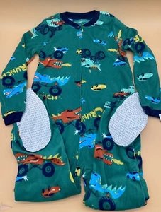 Carter’s Boys Dinosaur Truck Footed Pajamas One Piece New Size 14 - Picture 1 of 3
