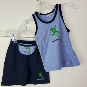 Bahamas Boys XL Outfit Tank Top Shorts Fanny Pack Lizard Blue 4/5Y GUC - Picture 1 of 5