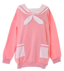 TS-340-1 Rosa Schleife Matrose Teddy Bär Kragen Bestickt Sweatshirt Pullover  - Bild 1 von 7