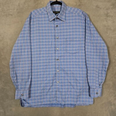 Camisa de franela Ermenegildo Zegna para hombre XL azul rojo a cuadros punto espiga Foto 1 de 4