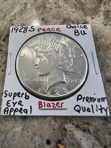 1928-S $1 PEACE SILVER DOLLAR CH/BU 🔥Superb Eye Appeal🔥Premium Quality🔥Blazer Cover