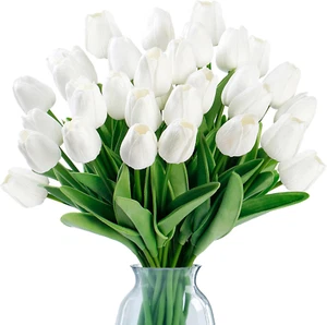 15 Pcs Fake Tulips Artificial Flowers Real Touch PU Faux Flowers Tulip Stems for - Picture 1 of 12