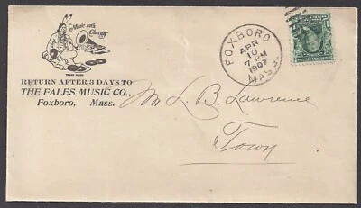 FOXBORO, MA ~ THE FALES MUSIC CO. ~ PHONOGRAPH ILLUSTRATED ADV. COVER 1907 - Image 1 of 3