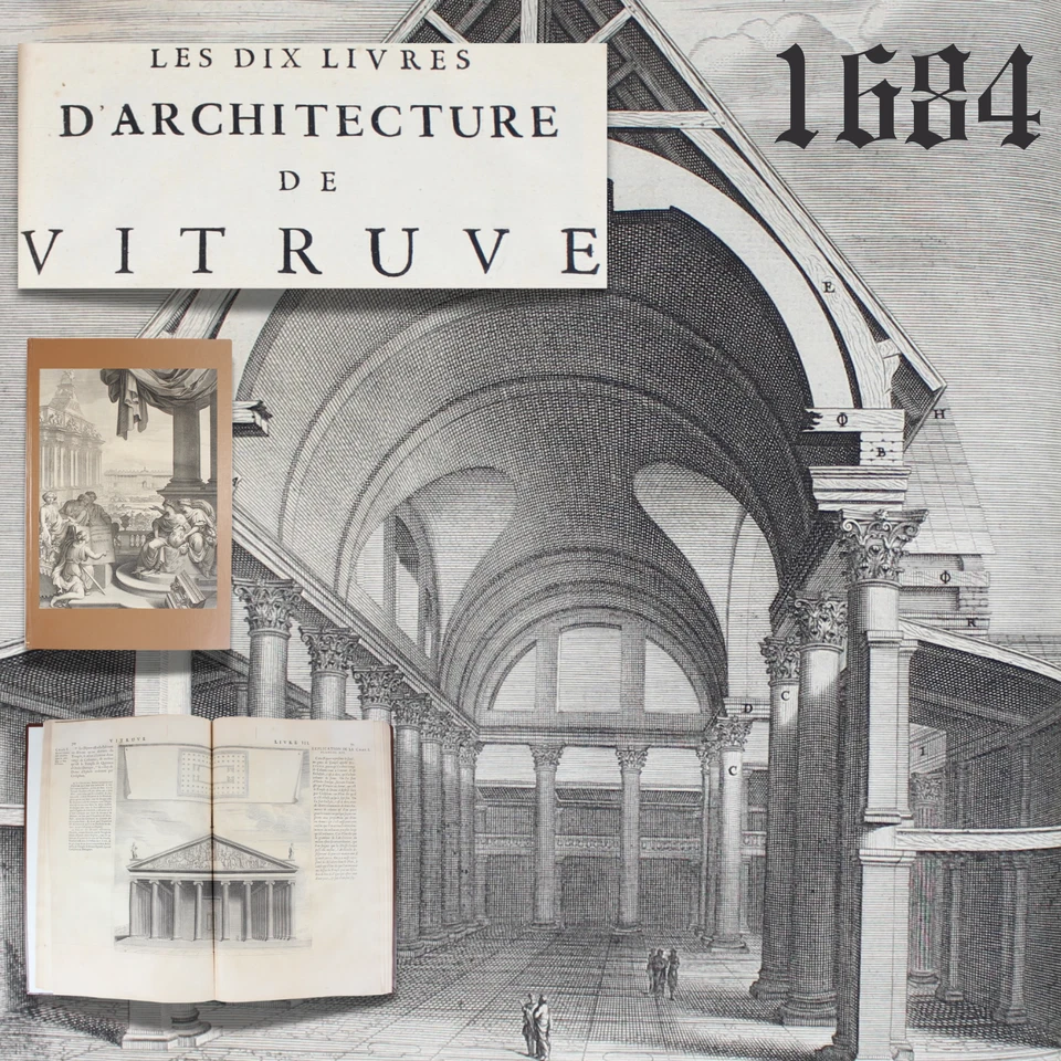 1684 Architecture VITRUVIUS Ten Books 2nd Ed Enlightenment Renaissance Engraving - Image 1 of 4