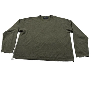 Polo Ralph Lauren Sweater Mens Green Cashmere Crew Soft Pullover Sz L FLAWS - Picture 1 of 10