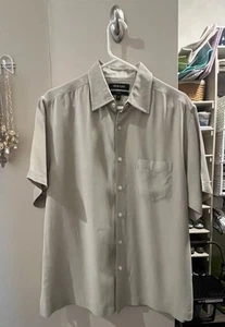 Murano Men's Short Sleeve Button Up Silk Shirt beige Lightweight Size Large - Picture 1 of 13