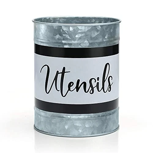 HOME ACRE UTENSIL HOLDER W/BOX BLACK/WHITE METAL COUNTERTOP FIT