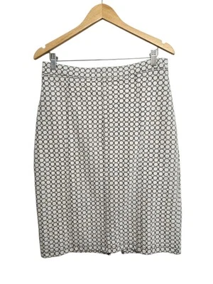 Saia lápis de malha Maeve Anthropologie tamanho grande Astoria preto branco com zíper nas costas  - Imagem 1 de 4