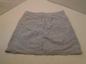 Skort Womens Size Size 10 100% Cotton pockets Blue white patchwork Croft Barrow - Picture 1 of 5