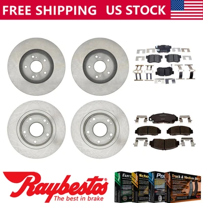 Rotores de freno delanteros traseros y pastillas de freno de cerámica para Acura TSX 2004-2008 - Raybestos Foto 1 de 4