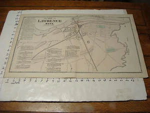 1872 MASSACHUSETTS TOWN MAP 16" X 26": LAWRENCE south side - Picture 1 of 7