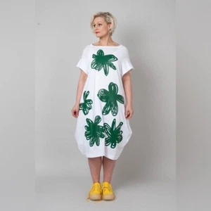 RUNDHOLZ DIP Lagenlook handbemaltes Midikleid Größe S - Bild 1 von 9