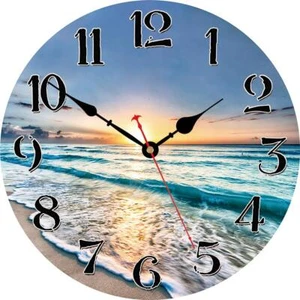 8 Inch Beach Wall Clock Battery Operated Silent Non Ticking Analog Clock - Picture 1 of 7