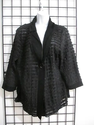 SUÉTER CÁRDIGAN NEGRO/METALIZADO MARCA SLINKY 🌸 TALLA 1 X/48" BUSTO== Foto 1 de 4