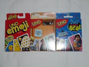 Set of 3 UNO Card Games ~ Saved By the Bell Edition, The Office & Emoji Editions - Picture 1 of 1