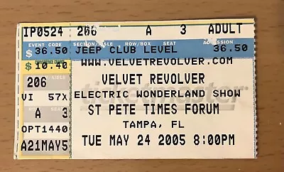 2005 VELVET REVOLVER TAMPA CONCERT TICKET STUB GUNS N' ROSES STONE TEMPLE PILOT  - Image 1 of 2