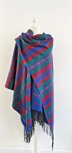 Vintage Tie Rack Poncho Shawl Cape Wrap Scarf Fringed One Size Boho Aztec - Picture 1 of 9