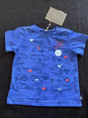 Camiseta tejida manga corta Deux Par Deux nueva con etiquetas Blue Cars - 12 meses Foto 1 de 4
